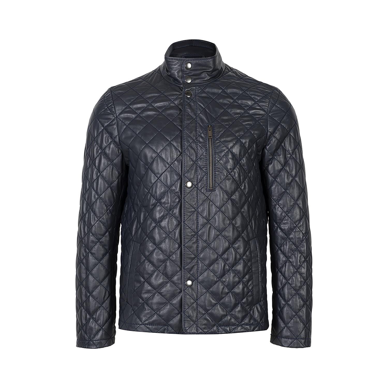 (Hatalı Görsel)Erkek Koyu Kahve Kapitone Deri Ceket