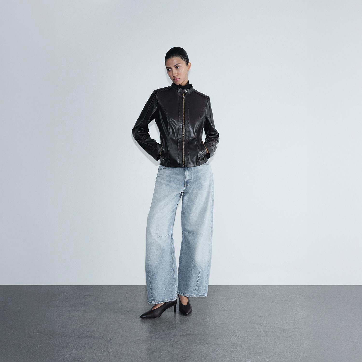 K15005 KADIN DERİ CEKET-E