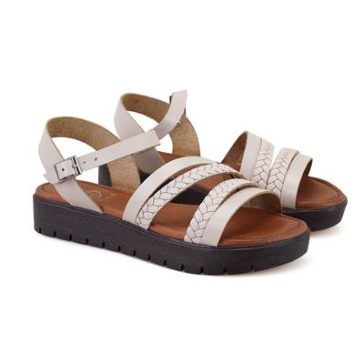 Jolene Bej Kadın Ayarlanabilir Tokalı Deri Sandalet