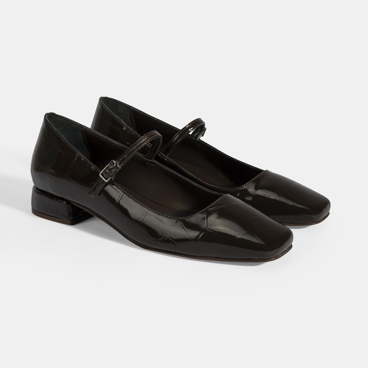 y414185　レディース　BLK M Kadın Kahve Kroko Baskılı Mary Jane Günlük Ayakkabı2010054941 | Desa
