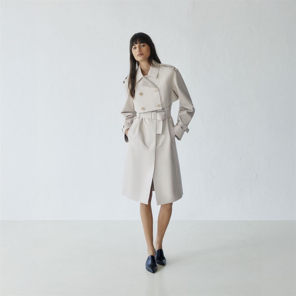 K14408 | Leather Detachable Over Trench Coat