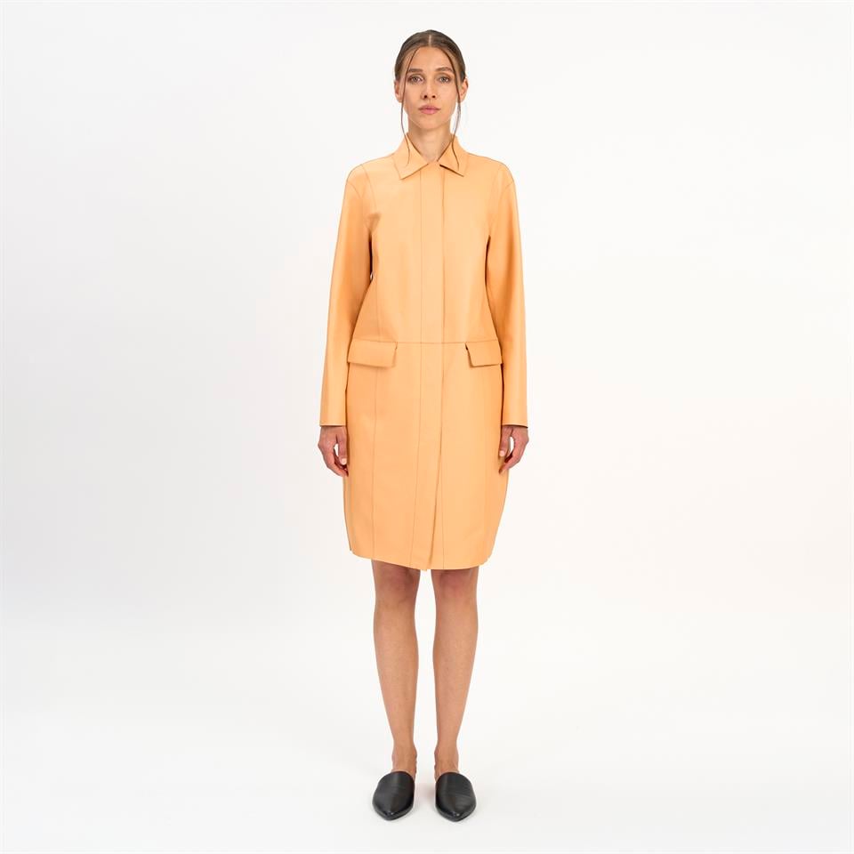 K14410 | LEATHER EGG-SHAPED REVERSIBLE COAT