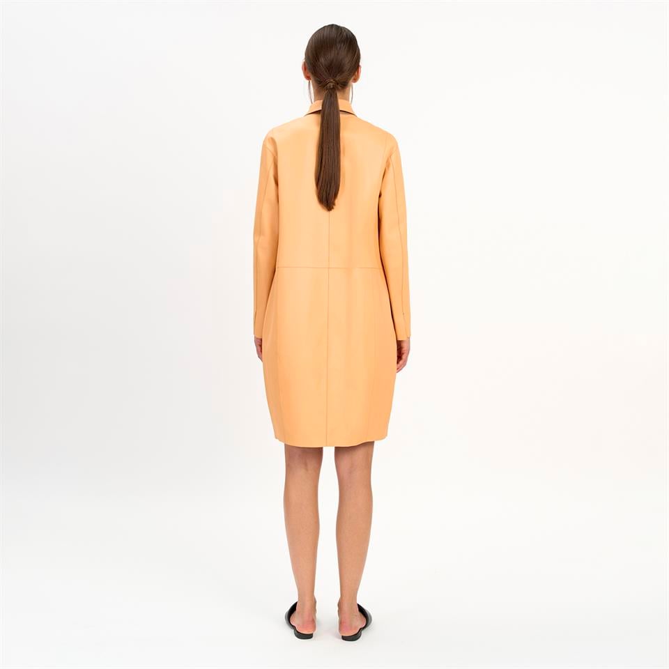 K14410 | LEATHER EGG-SHAPED REVERSIBLE COAT