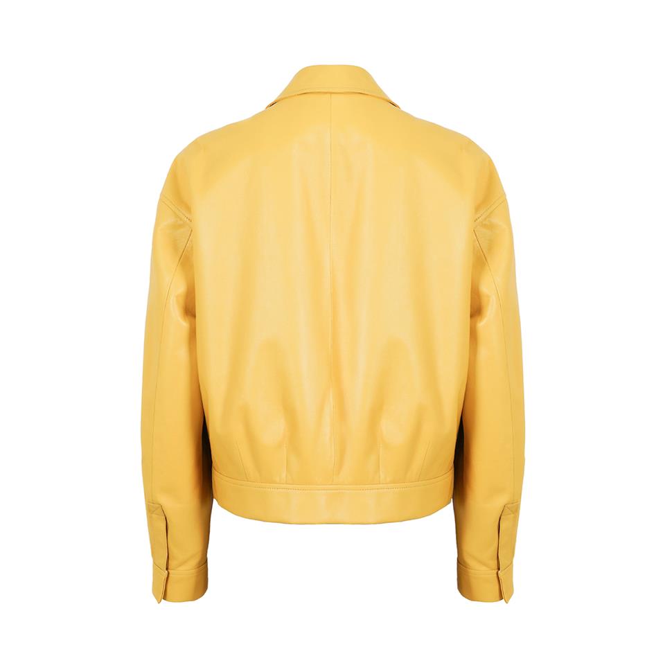 K14430 | LEATHER EGG-SHAPED BOMBER JACKET