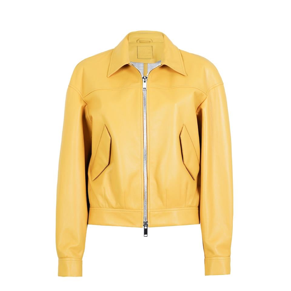 K14430 | LEATHER EGG-SHAPED BOMBER JACKET