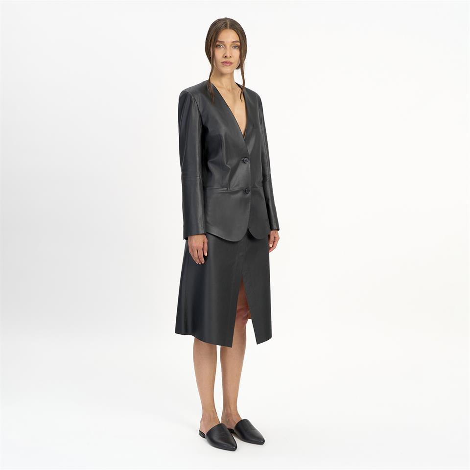 K14437 | Leather Blazer Jacket