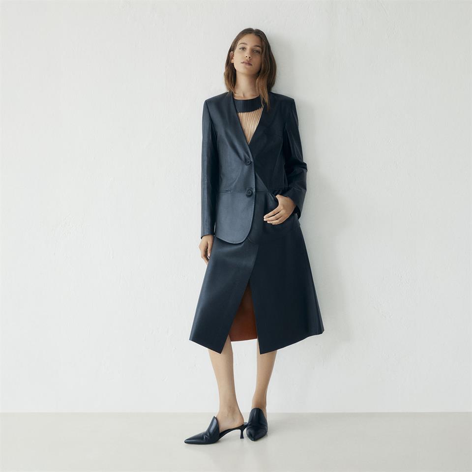 K14437 | Leather Blazer Jacket