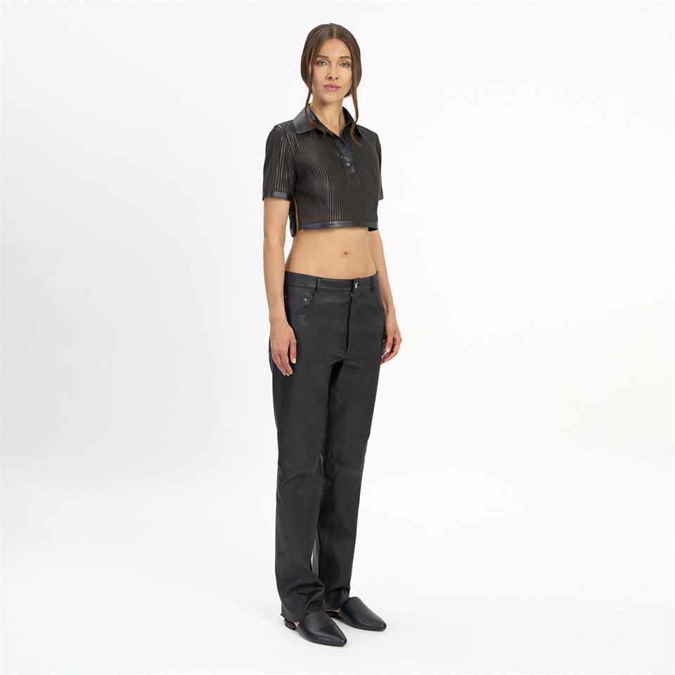 K14443 | Leather Mini Polo T-Shirt