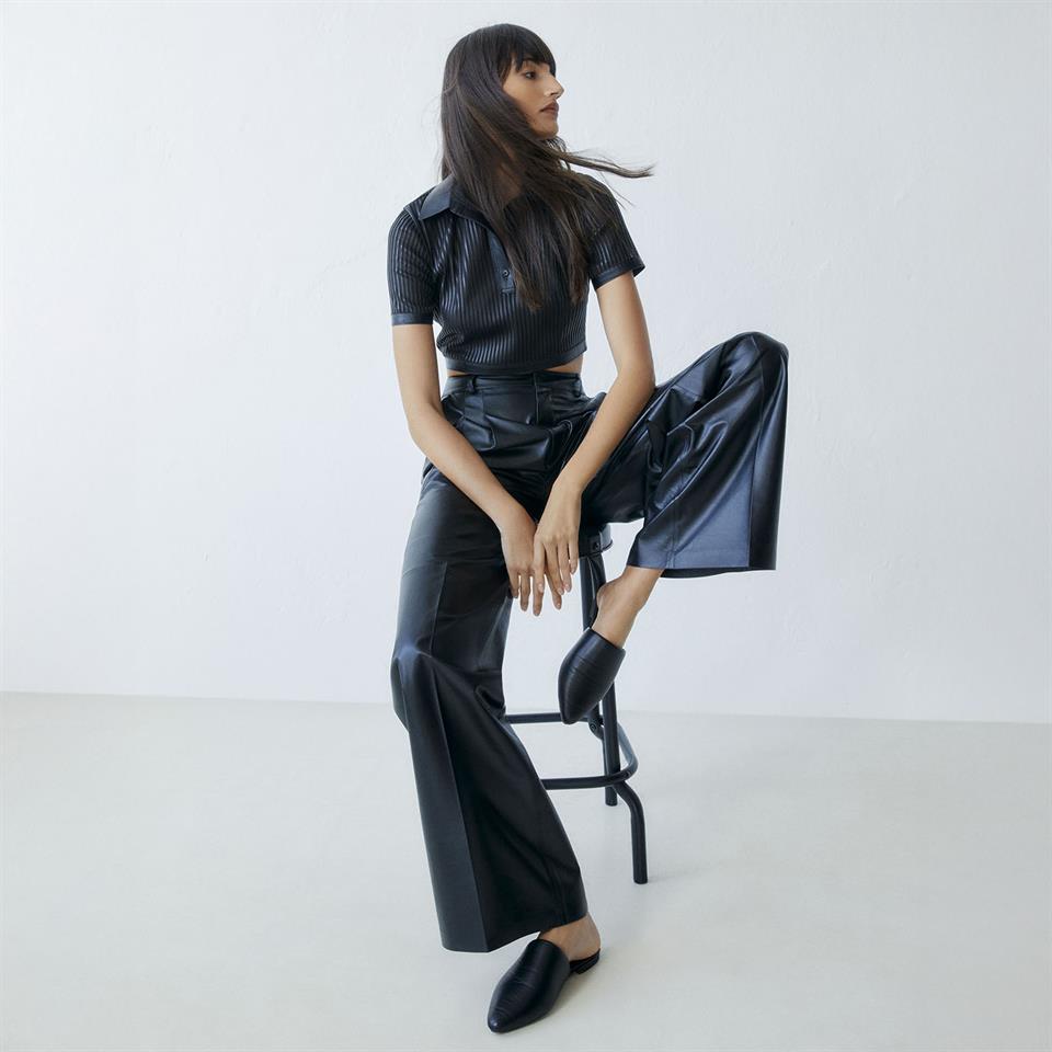 K14443 | Leather Mini Polo T-Shirt