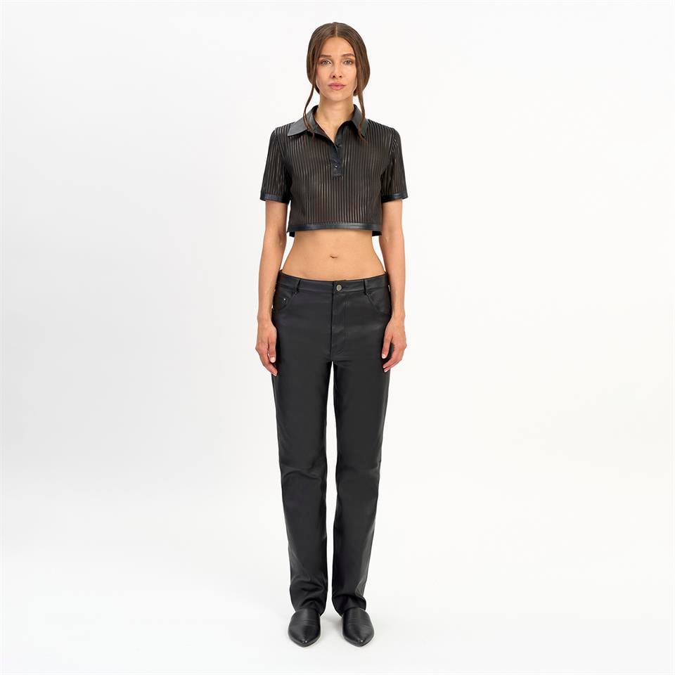 K14443 | Leather Mini Polo T-Shirt
