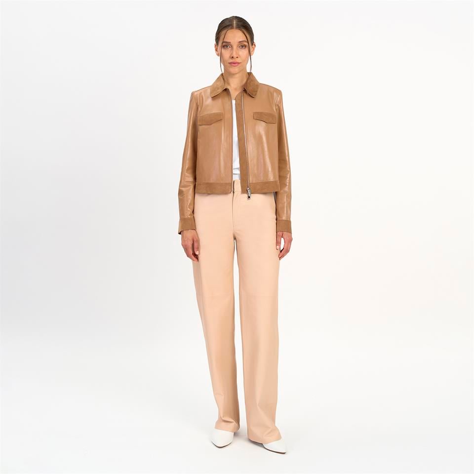 K14453 | LEATHER SHIRT COLLAR JACKET