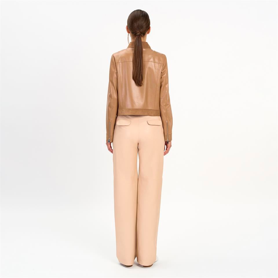 K14453 | LEATHER SHIRT COLLAR JACKET