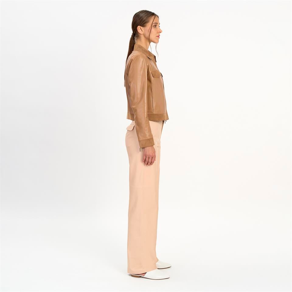 K14453 | LEATHER SHIRT COLLAR JACKET