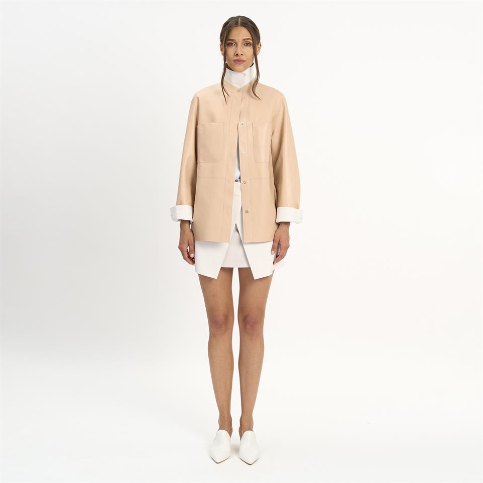 K14455 | LEATHER REVERSIBLE SHIRT JACKET