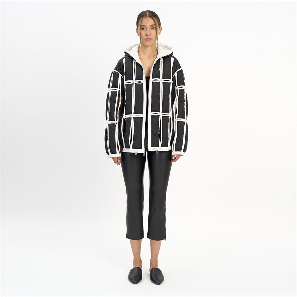 K14458 | LEATHER CUT-OUT PUFFER JACKET