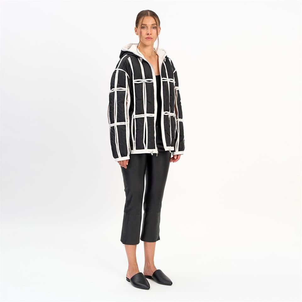K14458 | LEATHER CUT-OUT PUFFER JACKET