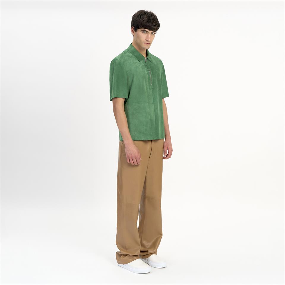 K14478 | Suede Zip Polo Shirt
