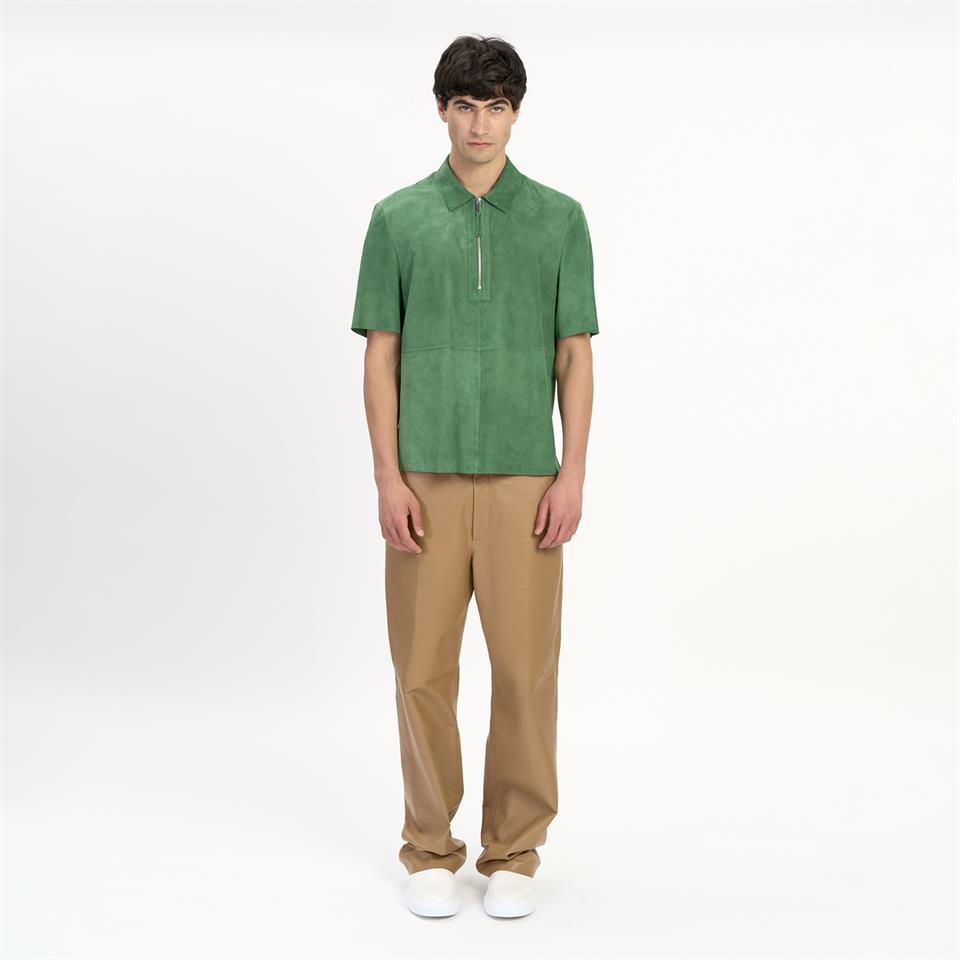 K14478 | Suede Zip Polo Shirt