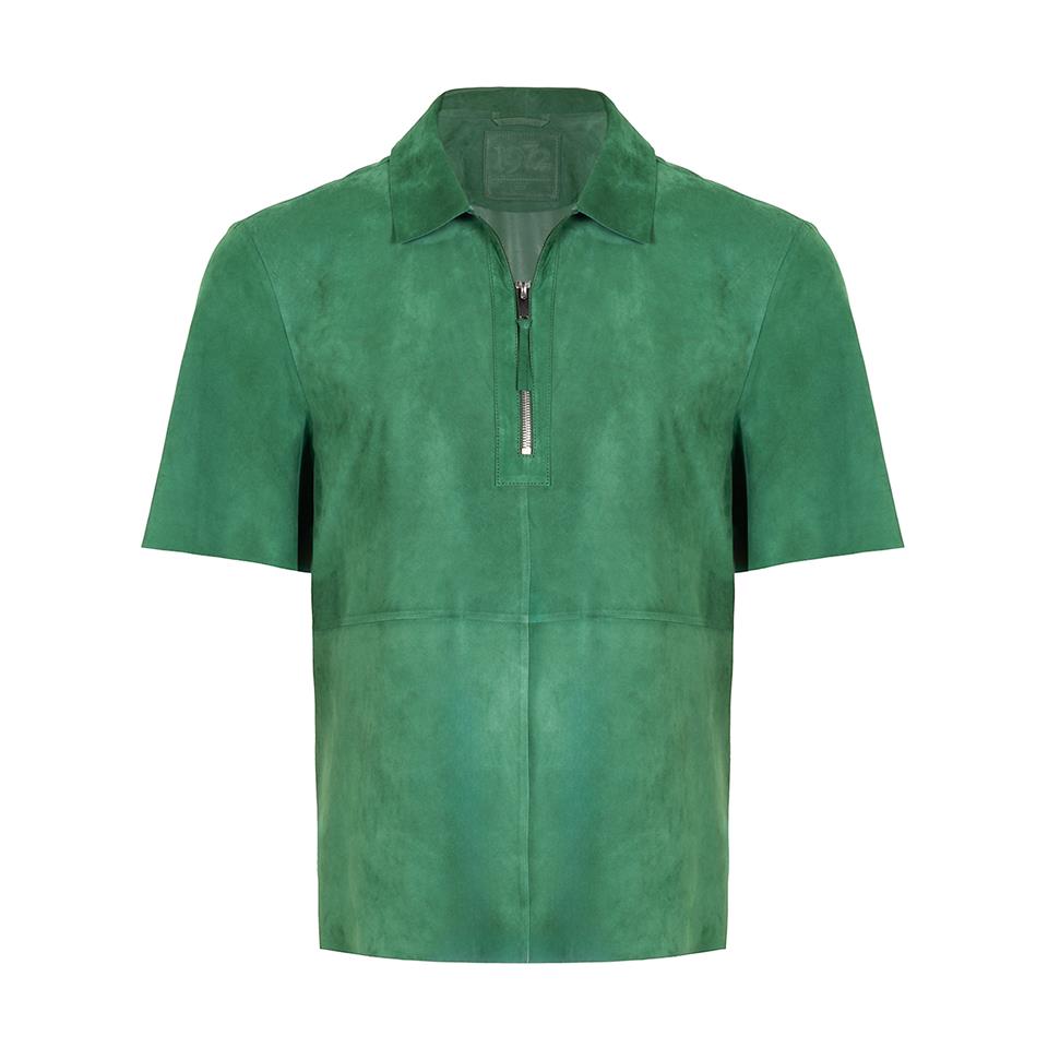 K14478 | Suede Zip Polo Shirt
