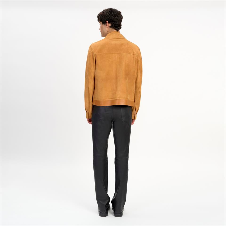 K14485 | LEATHER SHIRT COLLAR JACKET