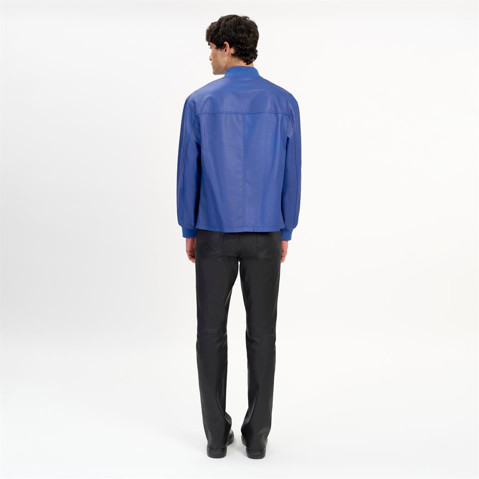 K14489 | LEATHER PATCH POCKET BOMBER JACKET