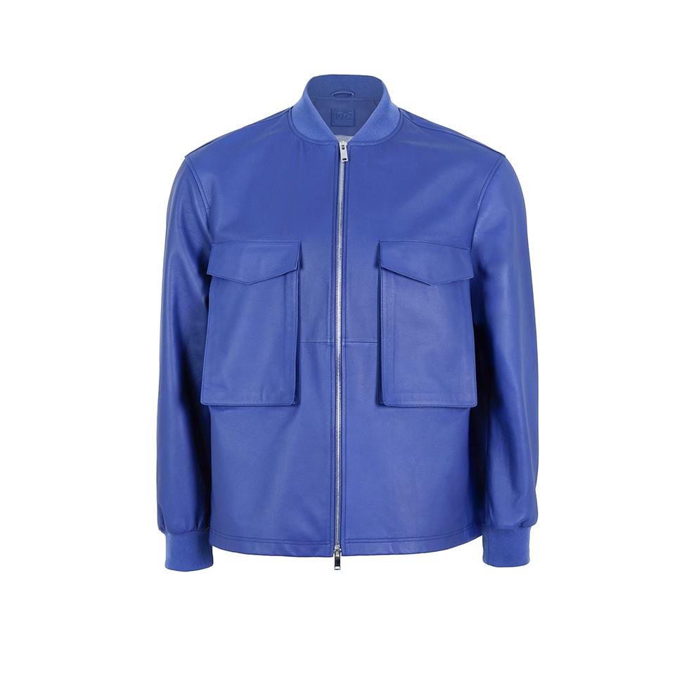 K14489 | LEATHER PATCH POCKET BOMBER JACKET