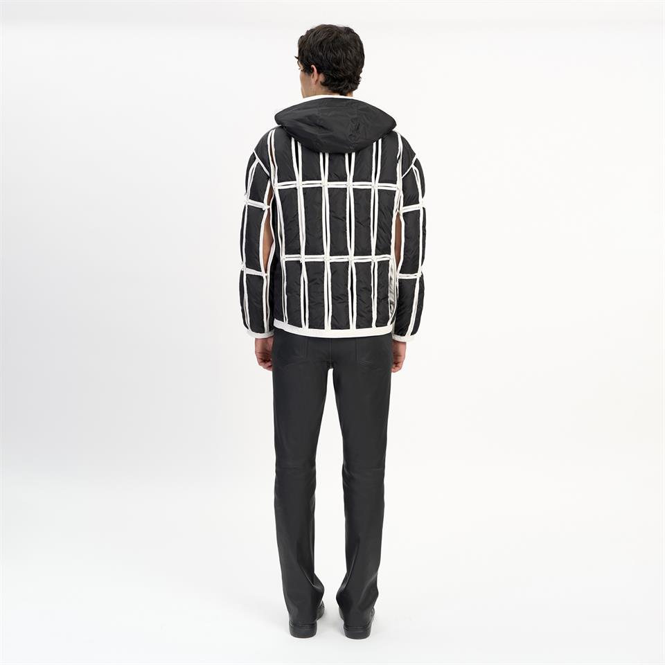 K14495 | LEATHER CUT-OUT PUFFER JACKET