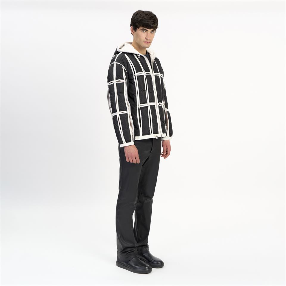 K14495 | LEATHER CUT-OUT PUFFER JACKET