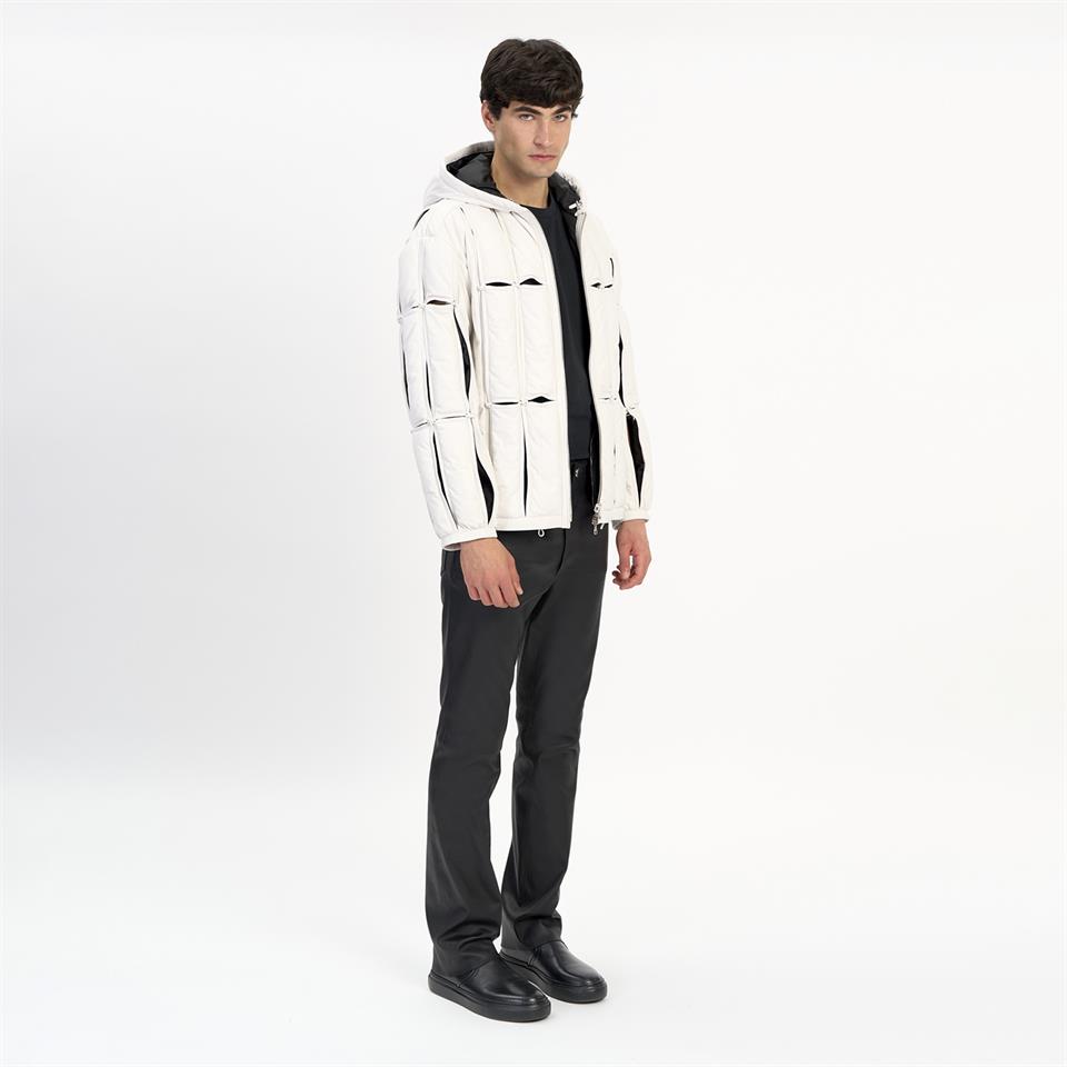 K14495 | LEATHER CUT-OUT PUFFER JACKET