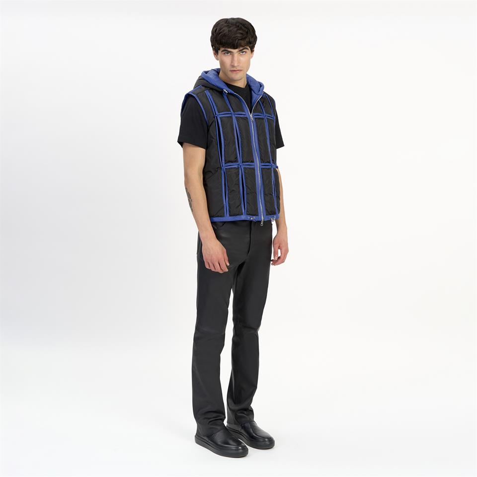 K14496 | LEATHER CUT-OUT PUFFER GILET