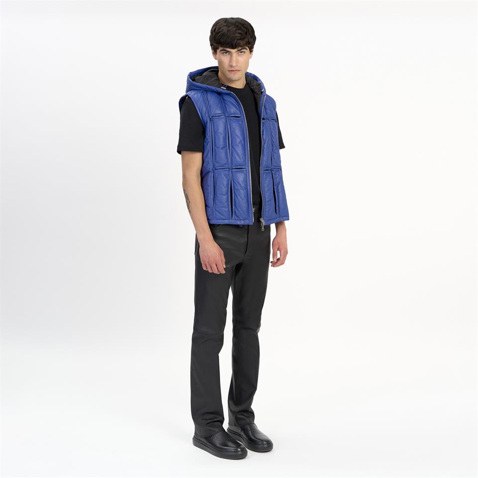 K14496 | LEATHER CUT-OUT PUFFER GILET