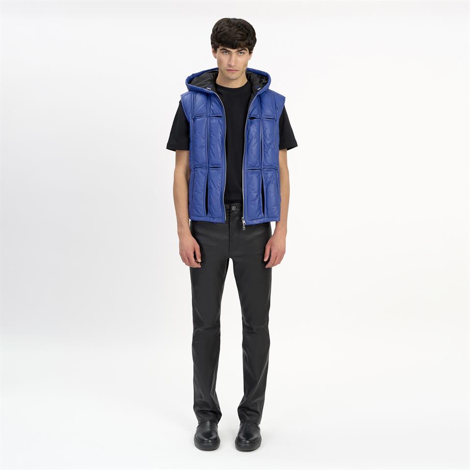 K14496 | LEATHER CUT-OUT PUFFER GILET