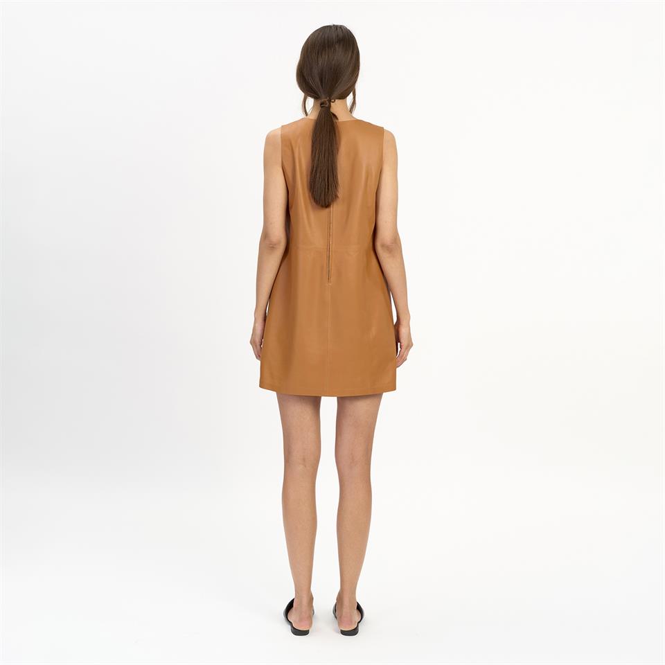 K14510 | Leather Mini A-Line Dress