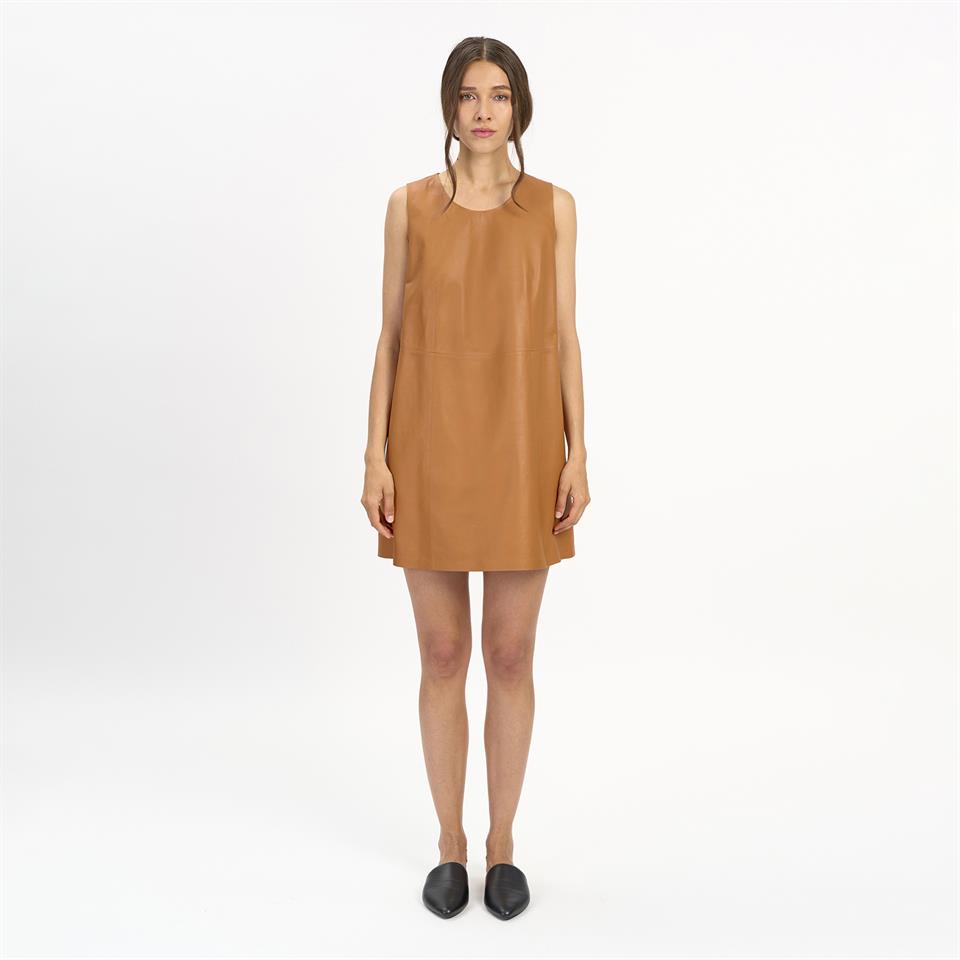 K14510 | Leather Mini A-Line Dress