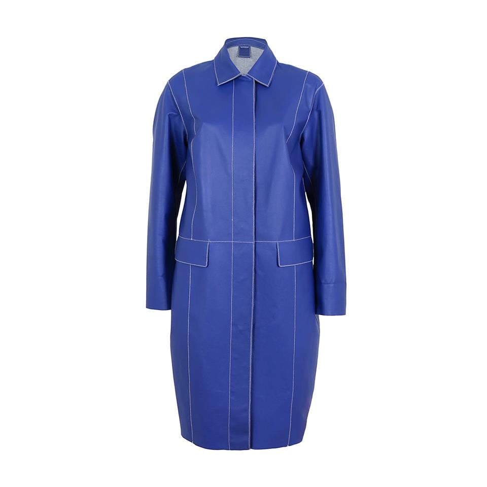 K14523 | LEATHER EGG-SHAPED COAT