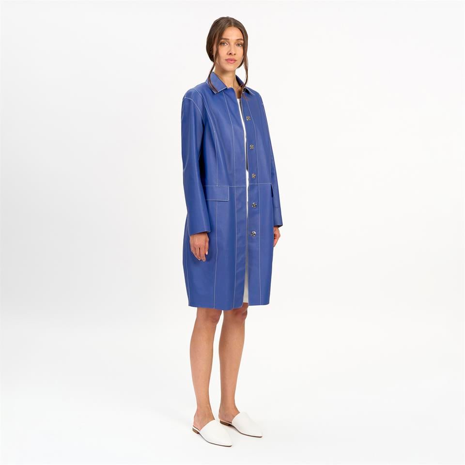 K14523 | LEATHER EGG-SHAPED COAT