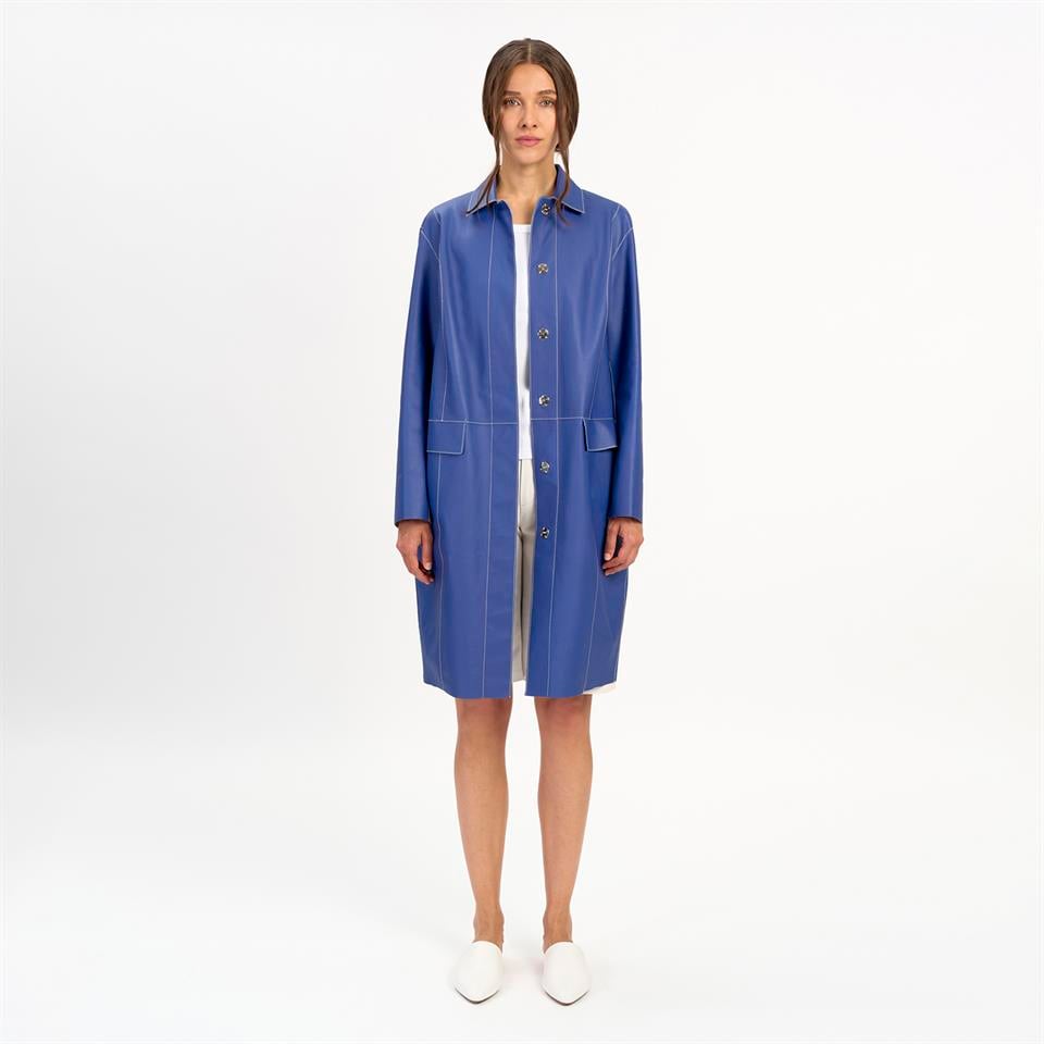 K14523 | LEATHER EGG-SHAPED COAT
