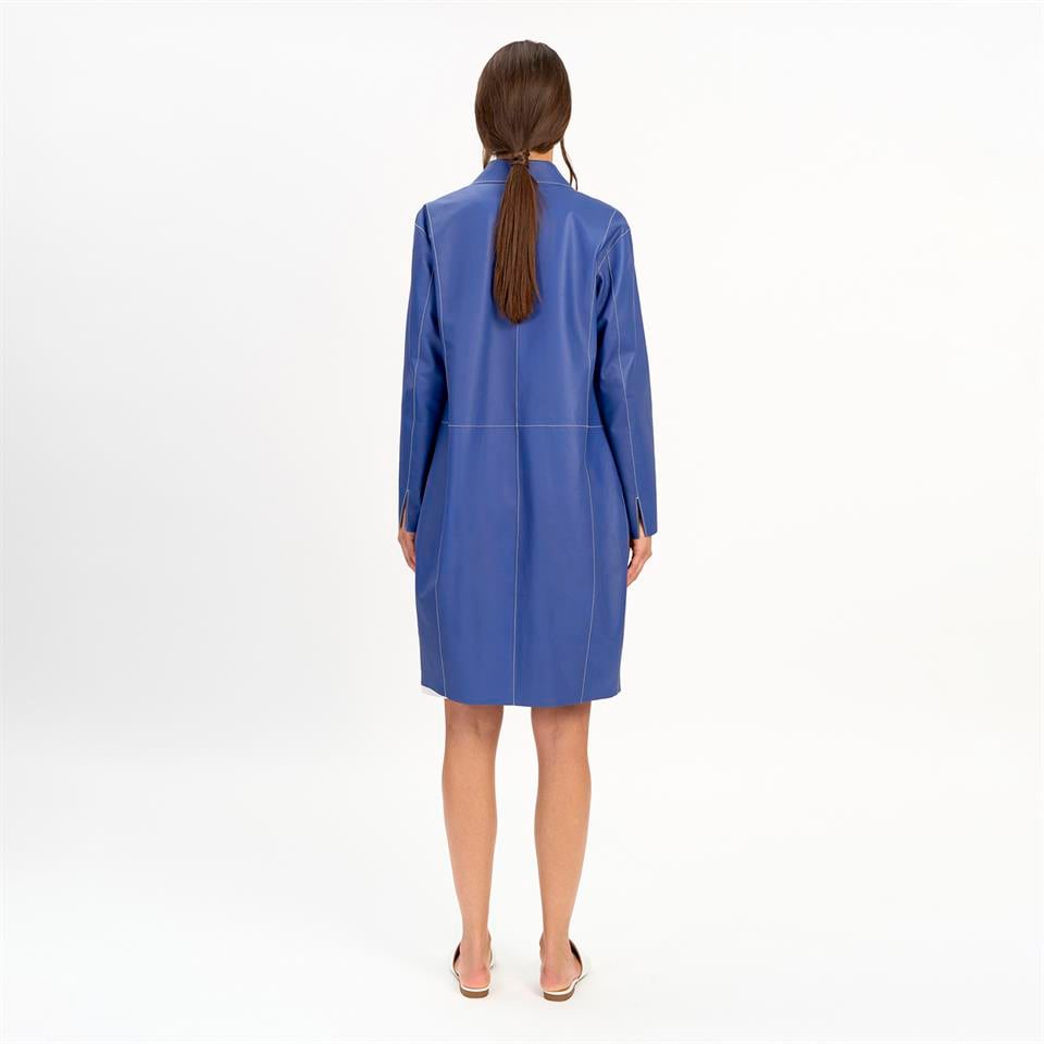 K14523 | LEATHER EGG-SHAPED COAT