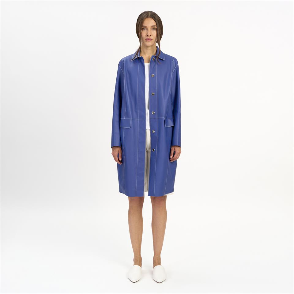 K14523 | LEATHER EGG-SHAPED COAT