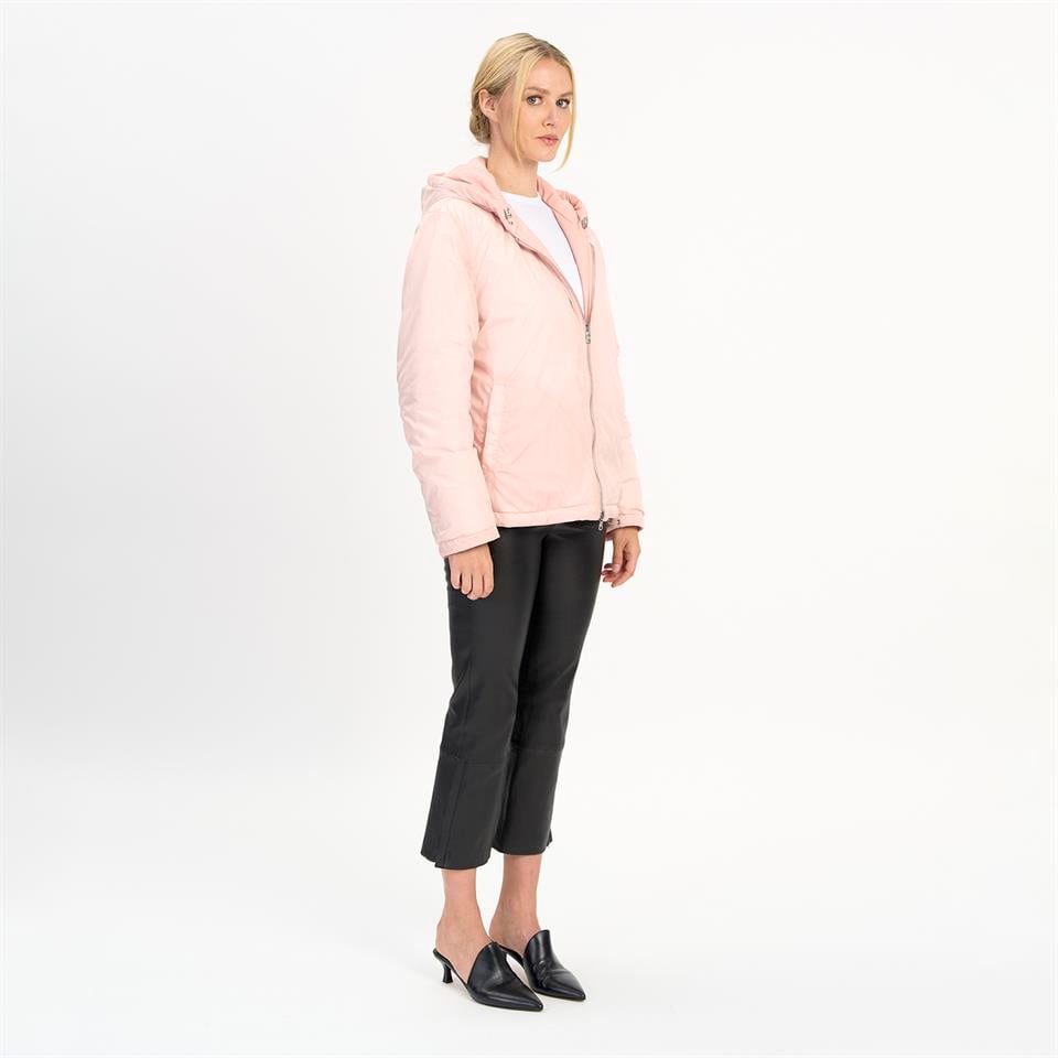 K14525 | LEATHER OVER PUFFER JACKET