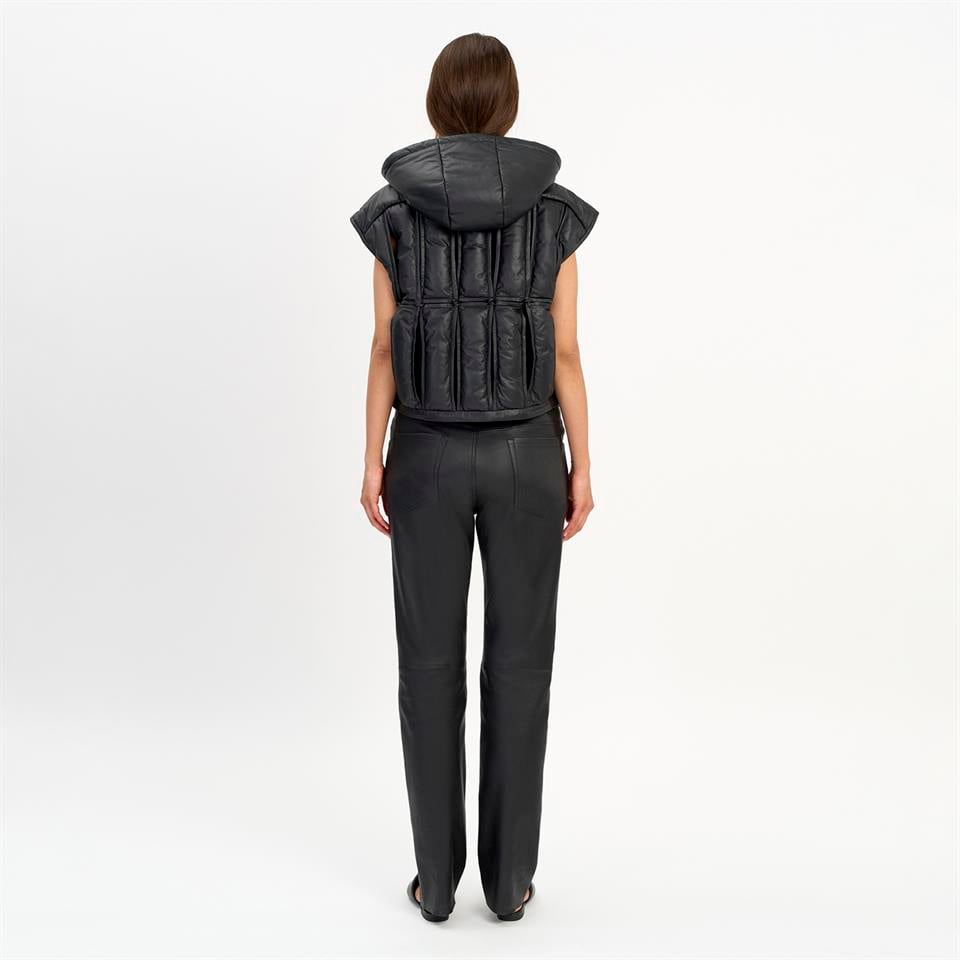 K14526 | Leather Cut-Out Puffer Gilet