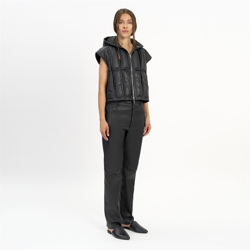 K14526 | Leather Cut-Out Puffer Gilet