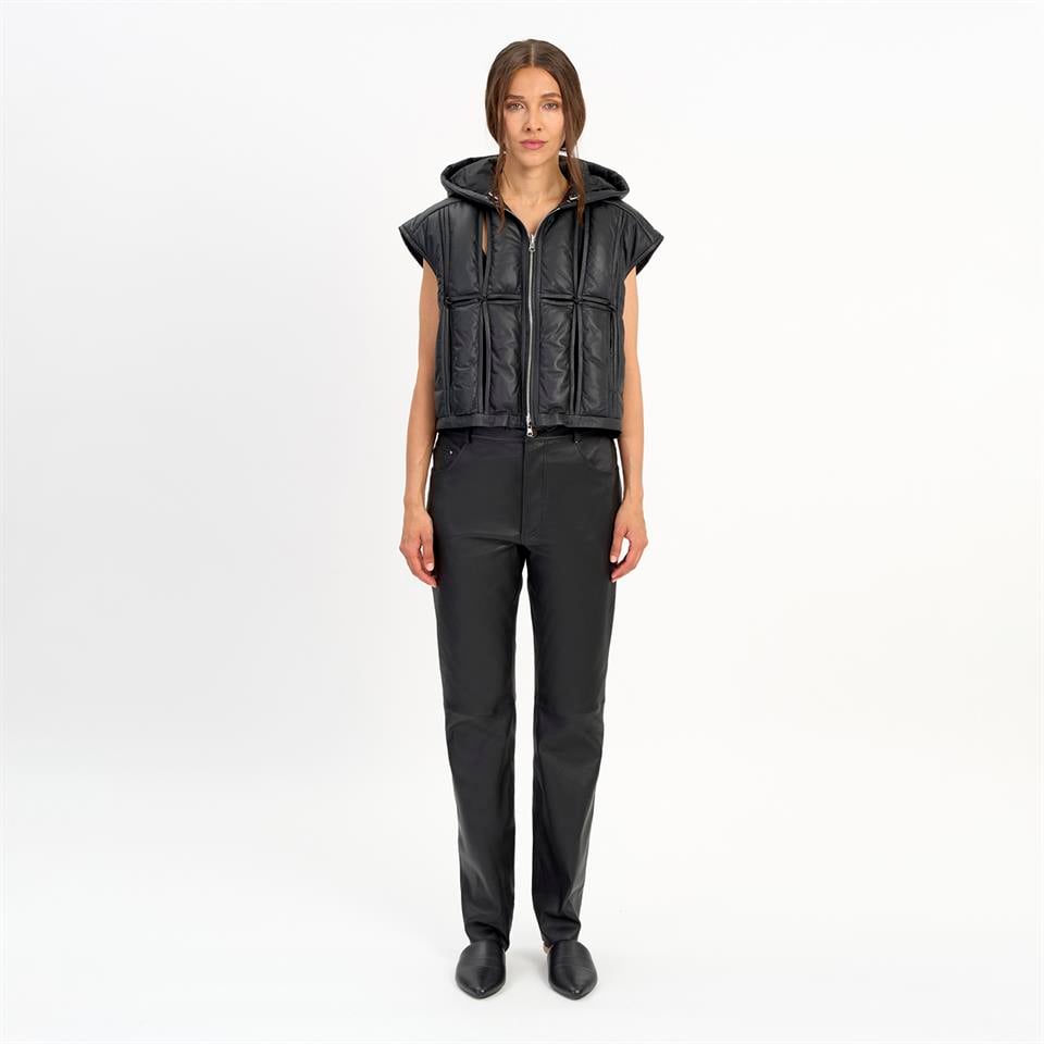 K14526 | Leather Cut-Out Puffer Gilet