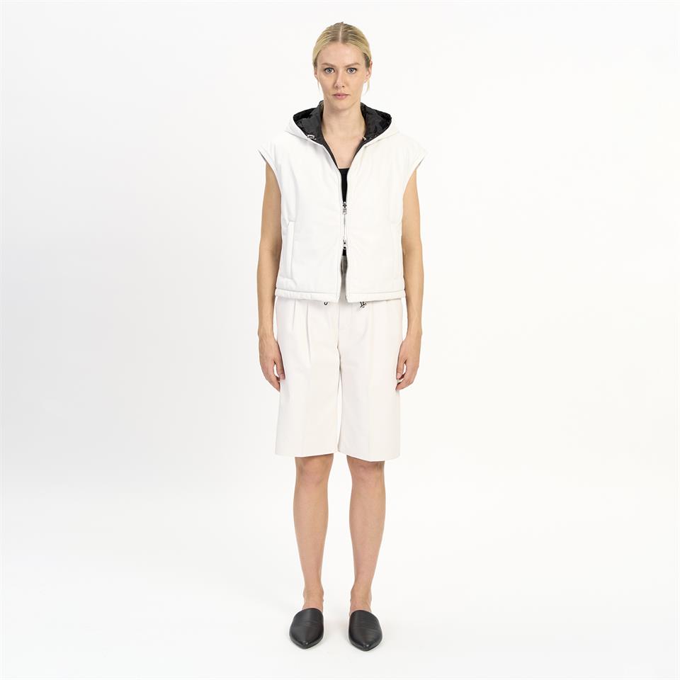 K14527 | LEATHER OVER PUFFER GILET