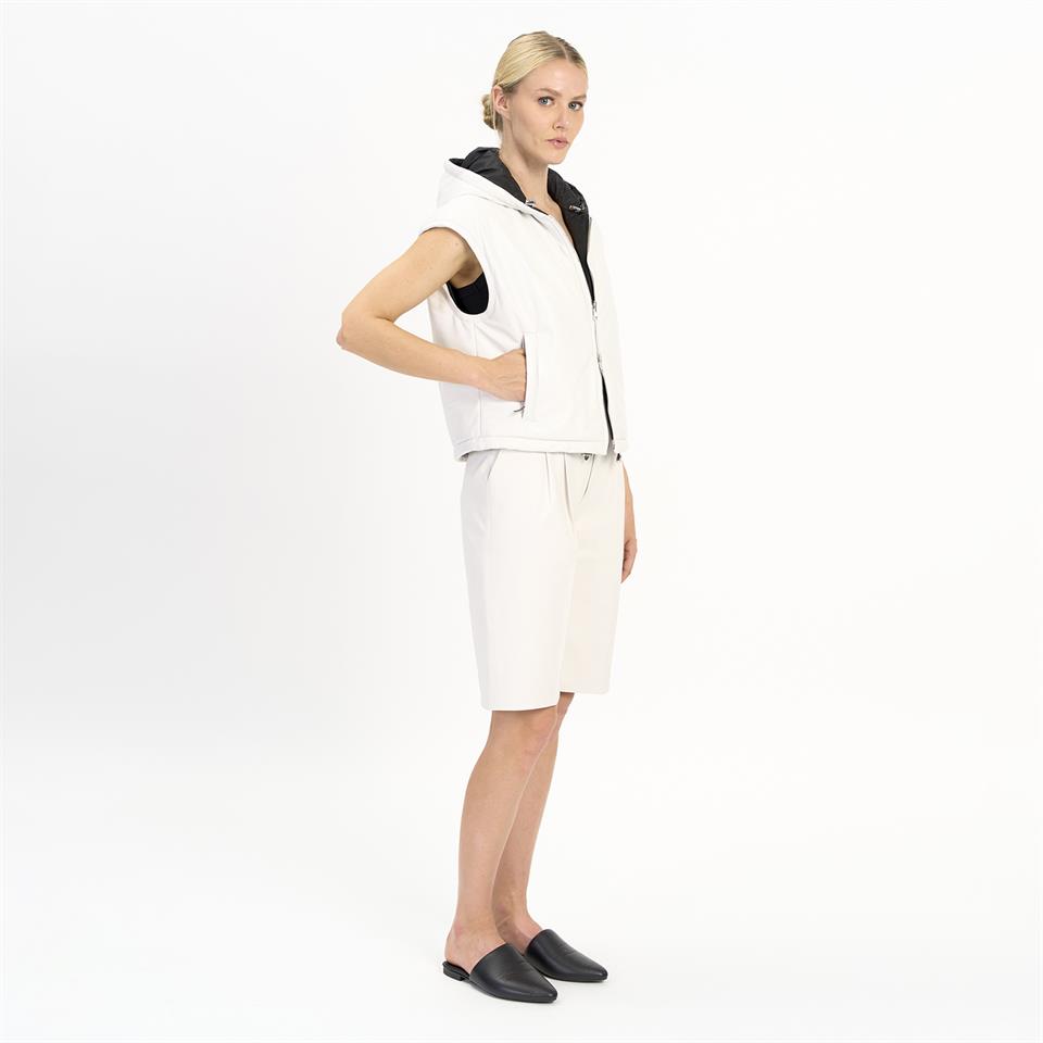 K14527 | LEATHER OVER PUFFER GILET