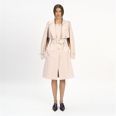 K14408 | Leather Detachable Over Trench Coat