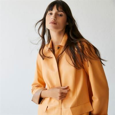 K14410 | LEATHER EGG-SHAPED REVERSIBLE COAT