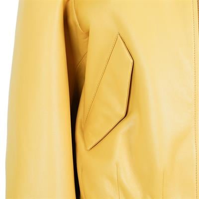 K14430 | LEATHER EGG-SHAPED BOMBER JACKET