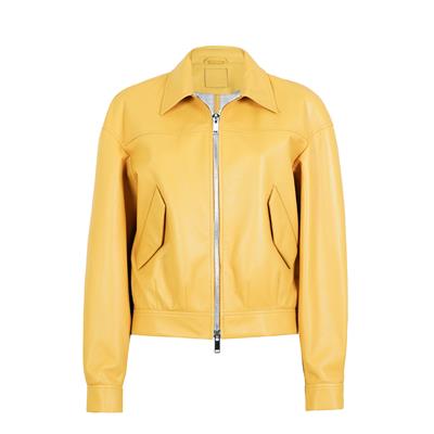 K14430 | LEATHER EGG-SHAPED BOMBER JACKET