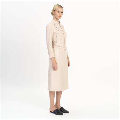 K14433 | Leather Stretch Mini Belted Jacket